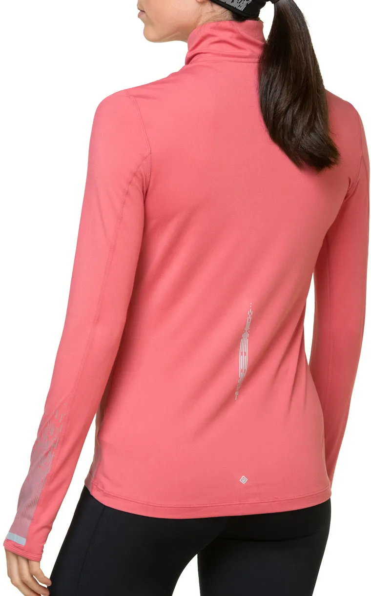 Ronhill Tech Reflect Half Zip Long Sleeve Womens Running Top - Pink