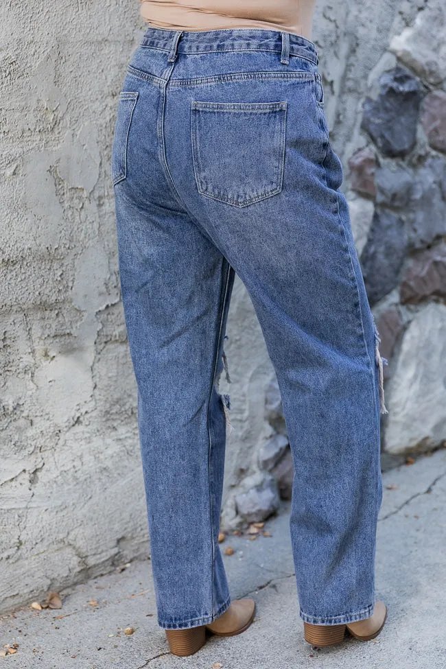 Rosalind High Rise Distressed Medium Wash Straight Leg Jeans FINAL SALE