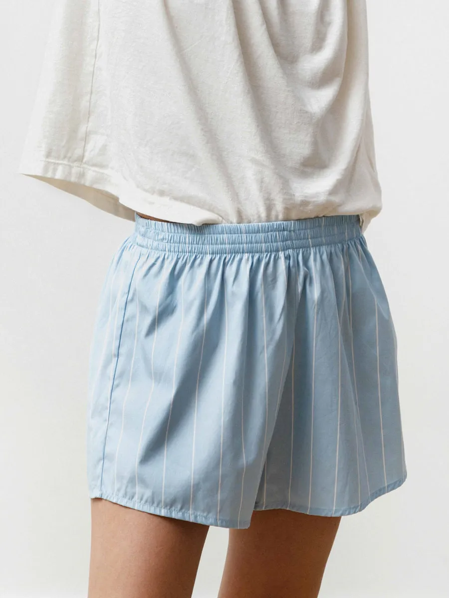 running short - striped poplin baby blue/white