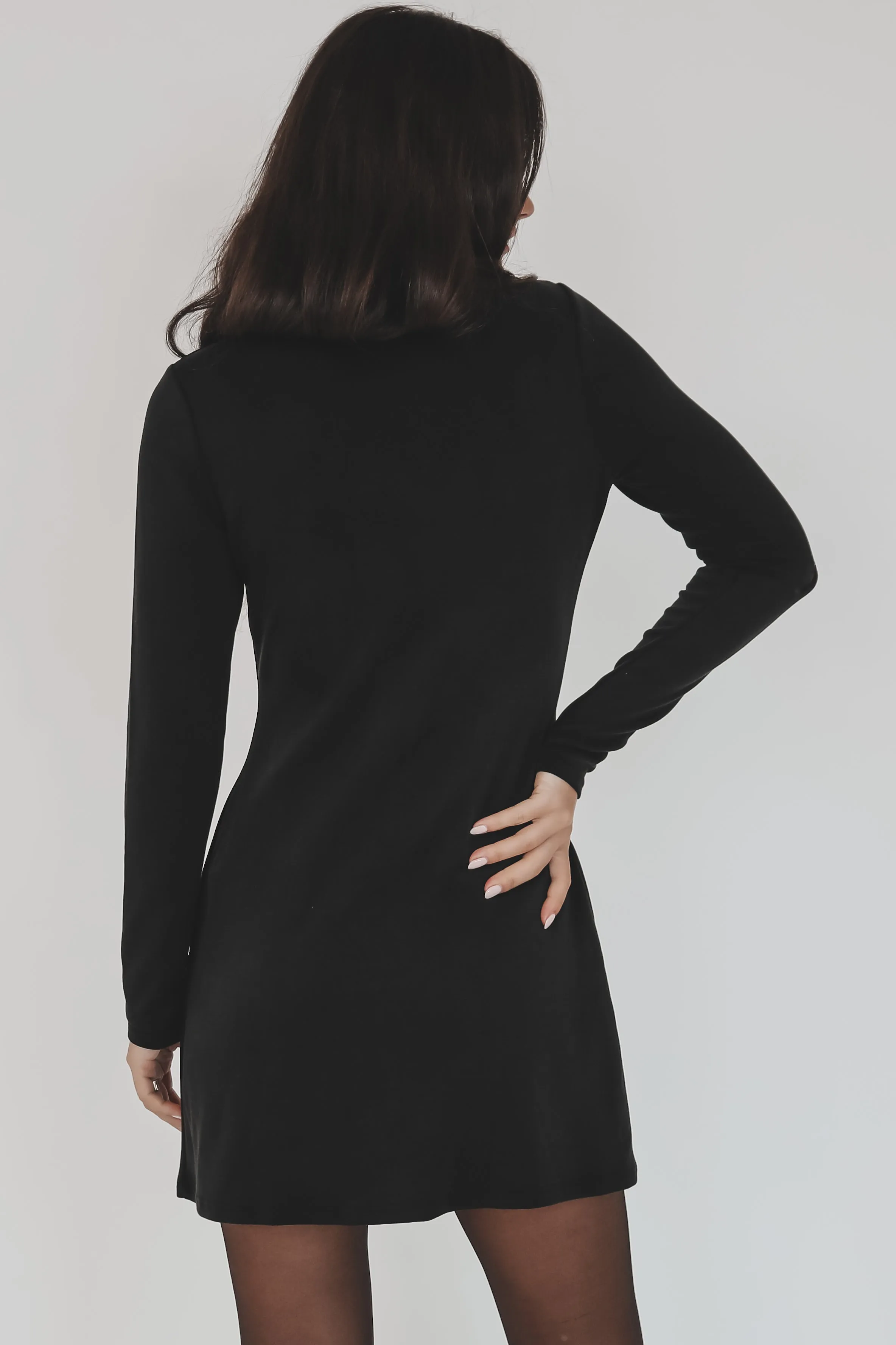 Sadie & Sage Hustle Long Sleeve Black Mock Neck Dress