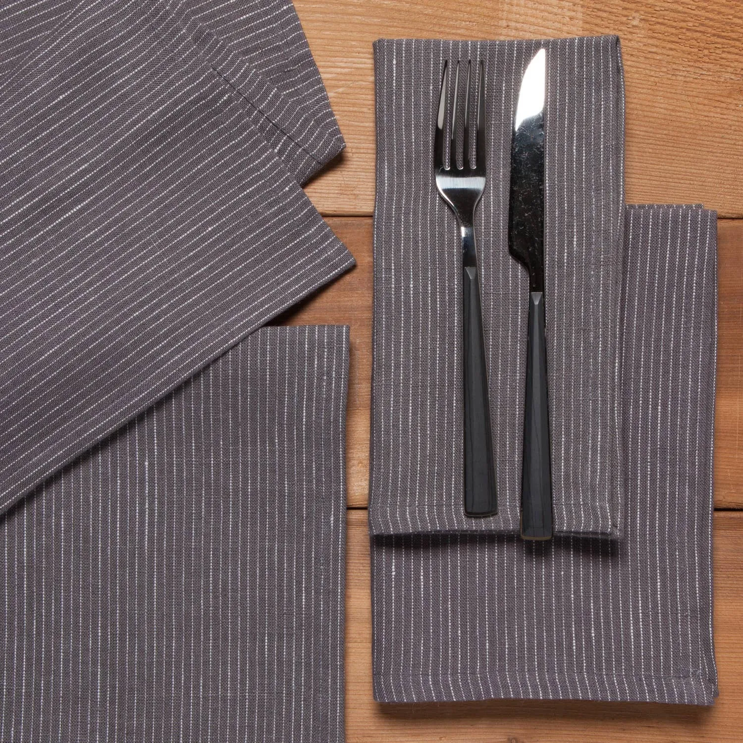 Shadow Pinstripe Linen Napkins Set of 4