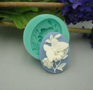Silicone Mold  Butterfly on White Flower Flexible  for Crafts, Jewelry, Resin, Polymer Clay.