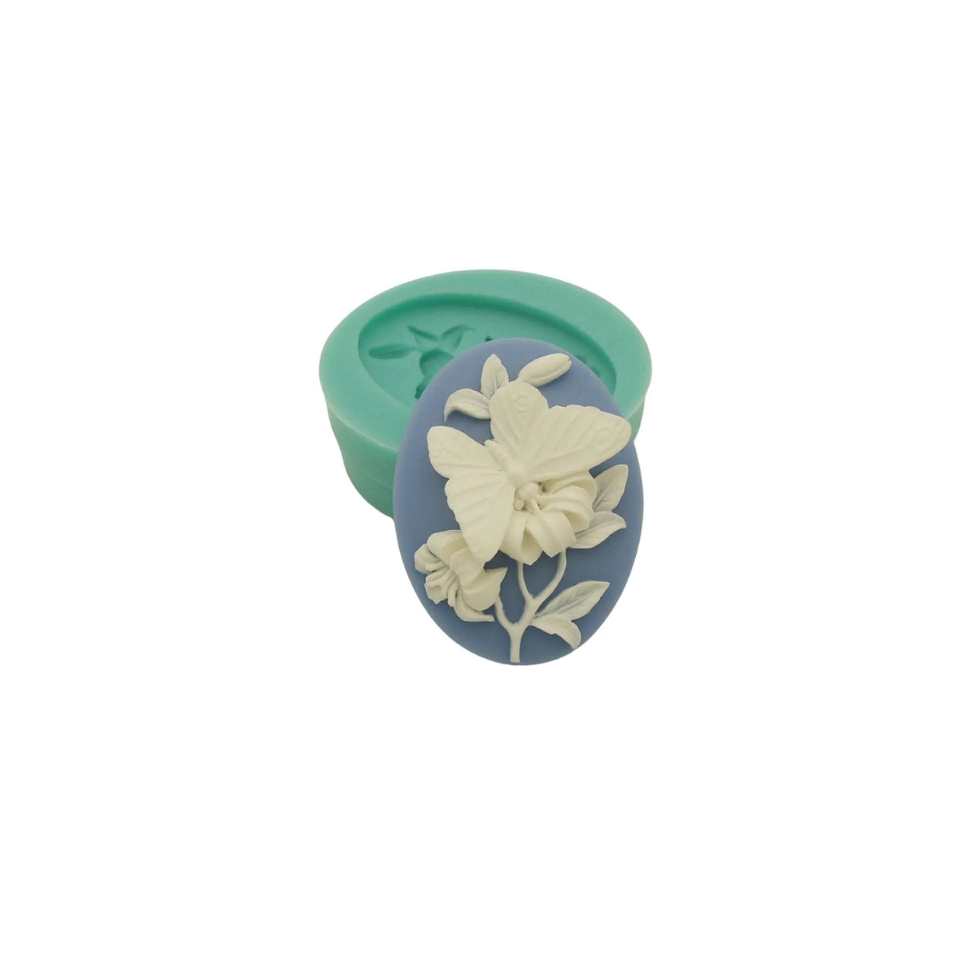 Silicone Mold  Butterfly on White Flower Flexible  for Crafts, Jewelry, Resin, Polymer Clay.