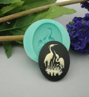 Silicone Mold   Cranes Cameo  Flexible  for Crafts, Resin,  Clay.