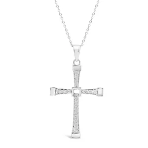 Slim Flexible Diamond Cross in White Gold
