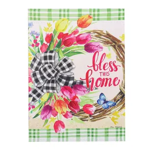 Spring Florals Wreath House Suede Flag,13s10171
