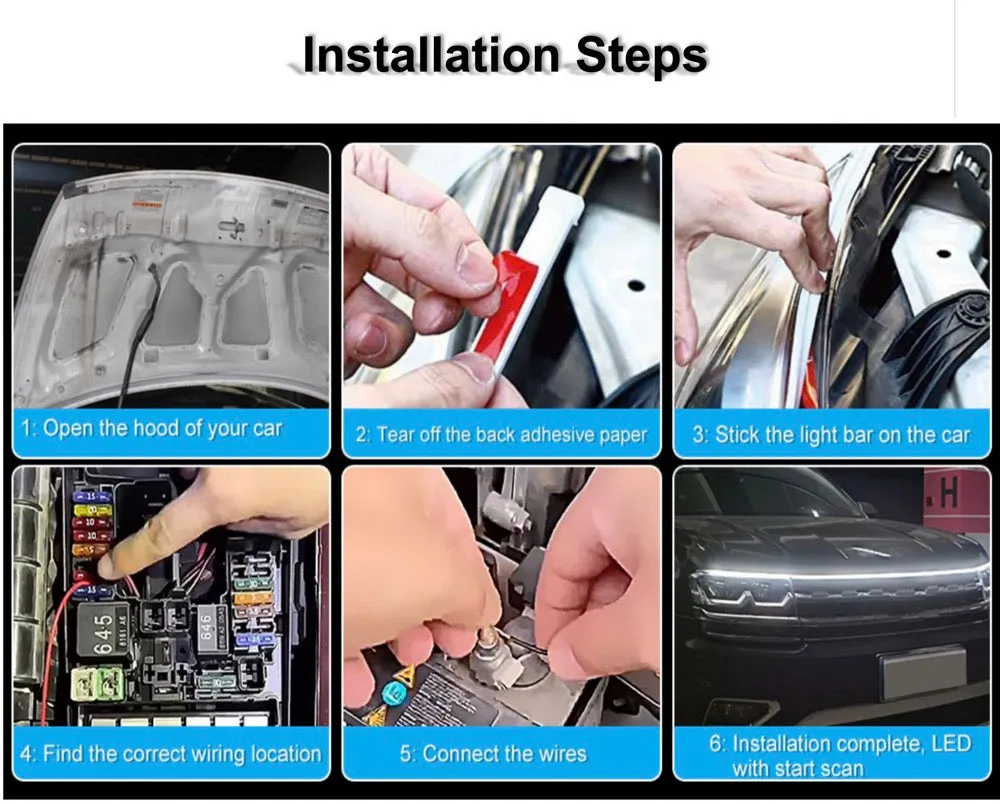 Start-Scan Led Car Hood Light Strip Universal Decor