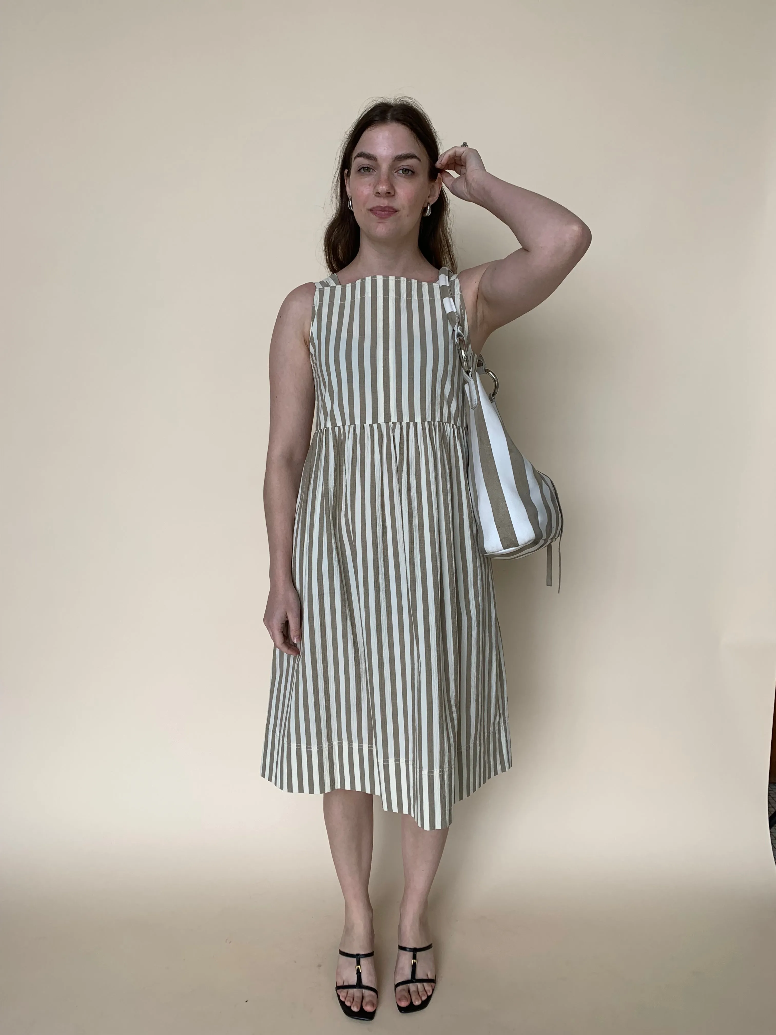 Striped leather vintage shoulder bag