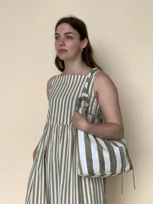 Striped leather vintage shoulder bag