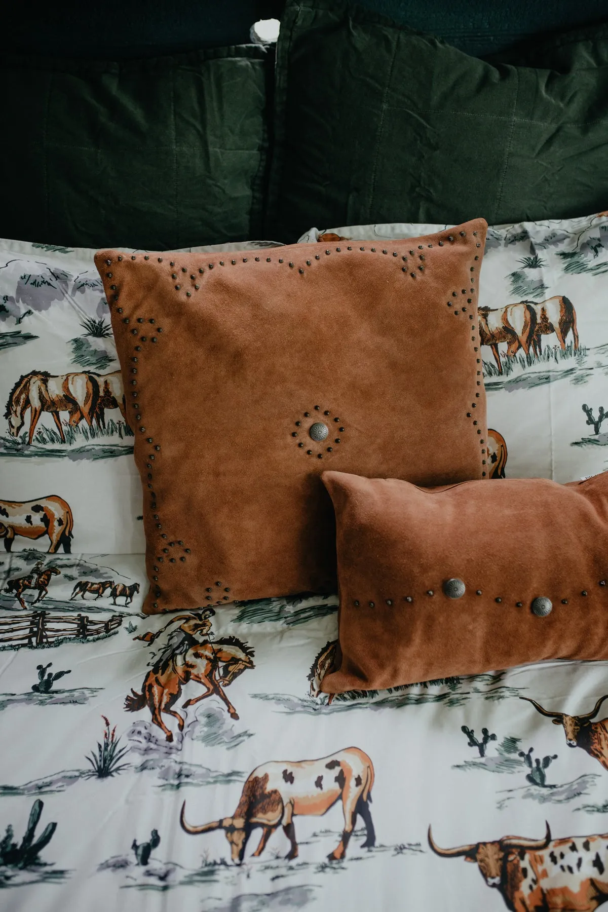 Studded 20 X 20" Square Suede Accent Pillow (2 Colours)