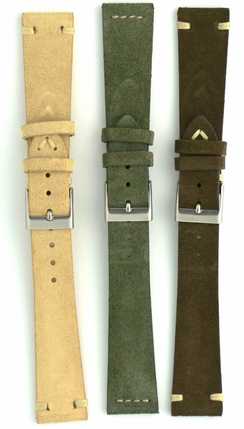 Suede Leather Watch Strap in Dark Brown