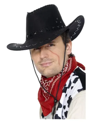 Suede Look Black Cowboy Hat