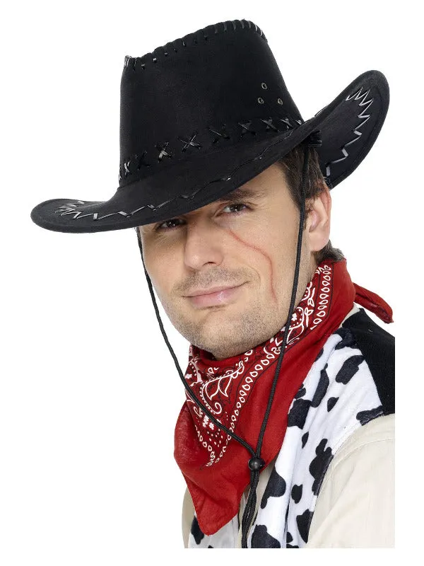 Suede Look Black Cowboy Hat