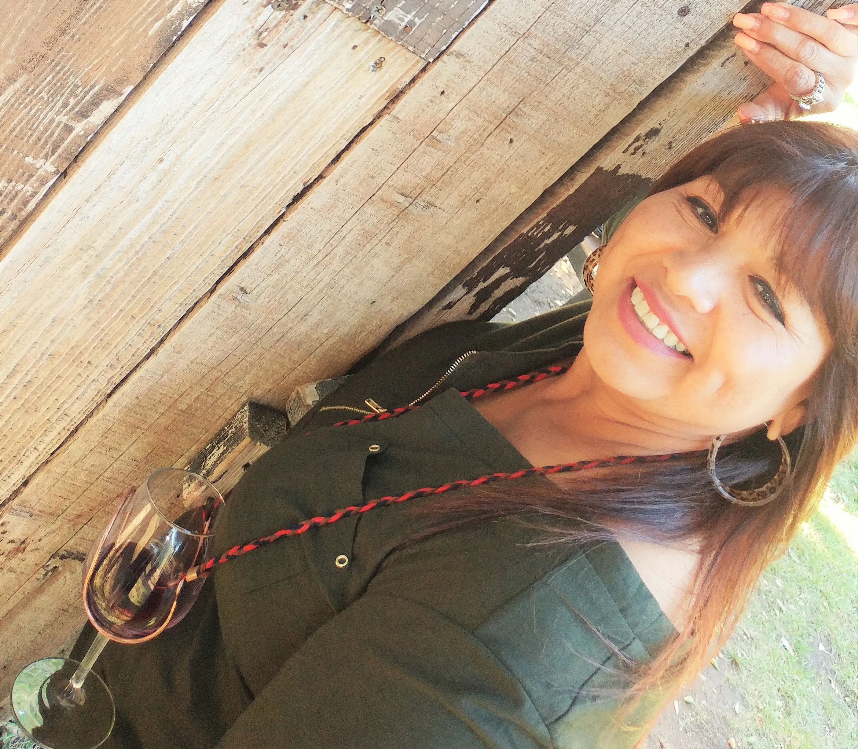 Suede - Red, Blue & Brown - Wine Necklace