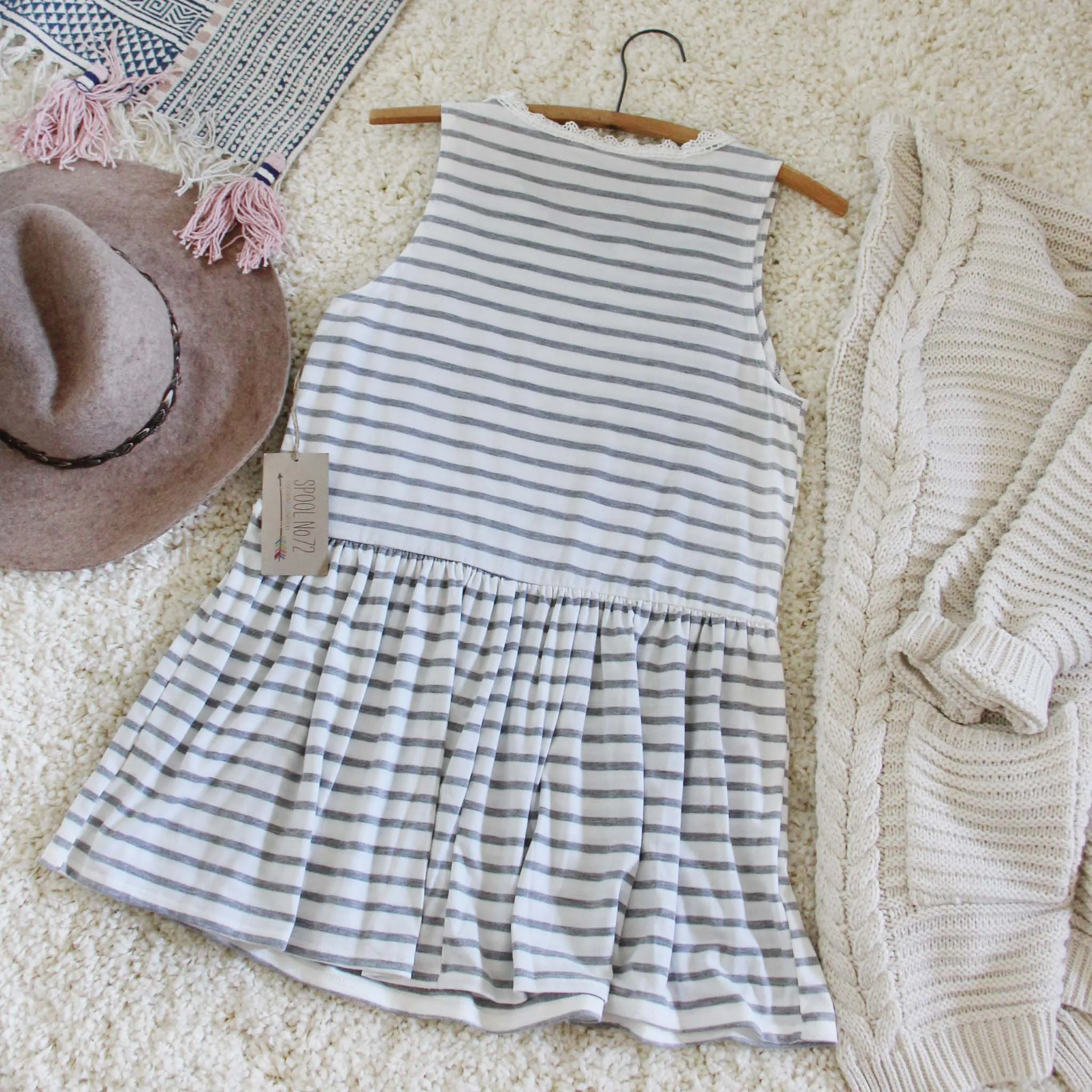 Sweet Stripe Layering Tank in Gray