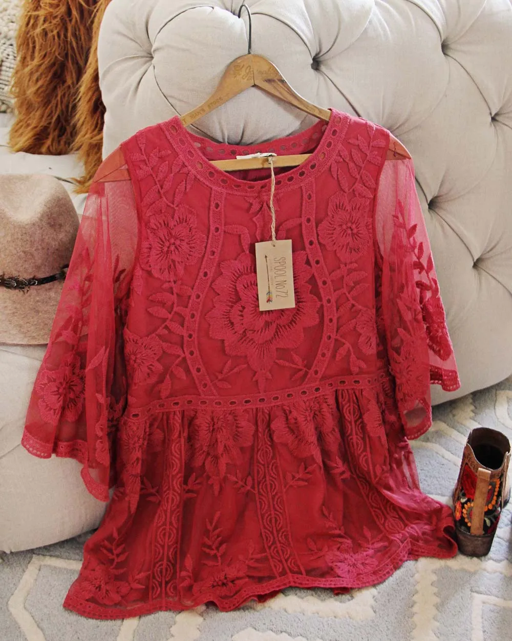Tainted Rose Lace Top in Rose