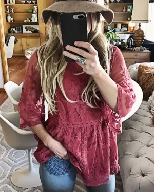 Tainted Rose Lace Top in Rose