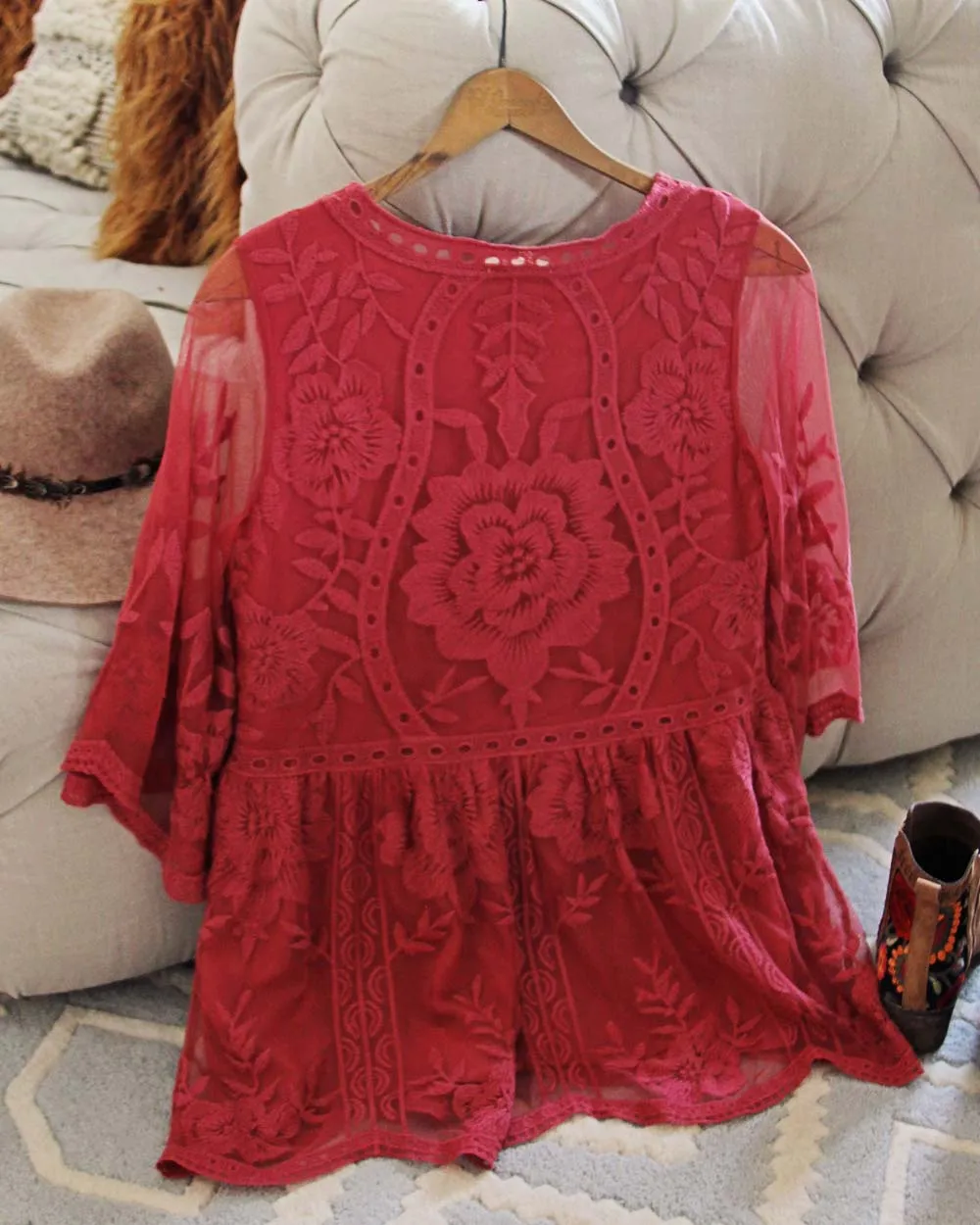 Tainted Rose Lace Top in Rose