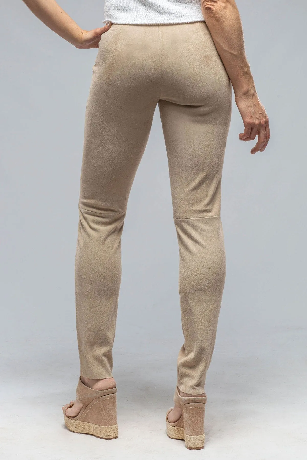 Tania Stretch Suede Pant in Beige