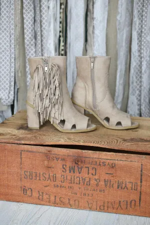 Taupe Fringe Booties