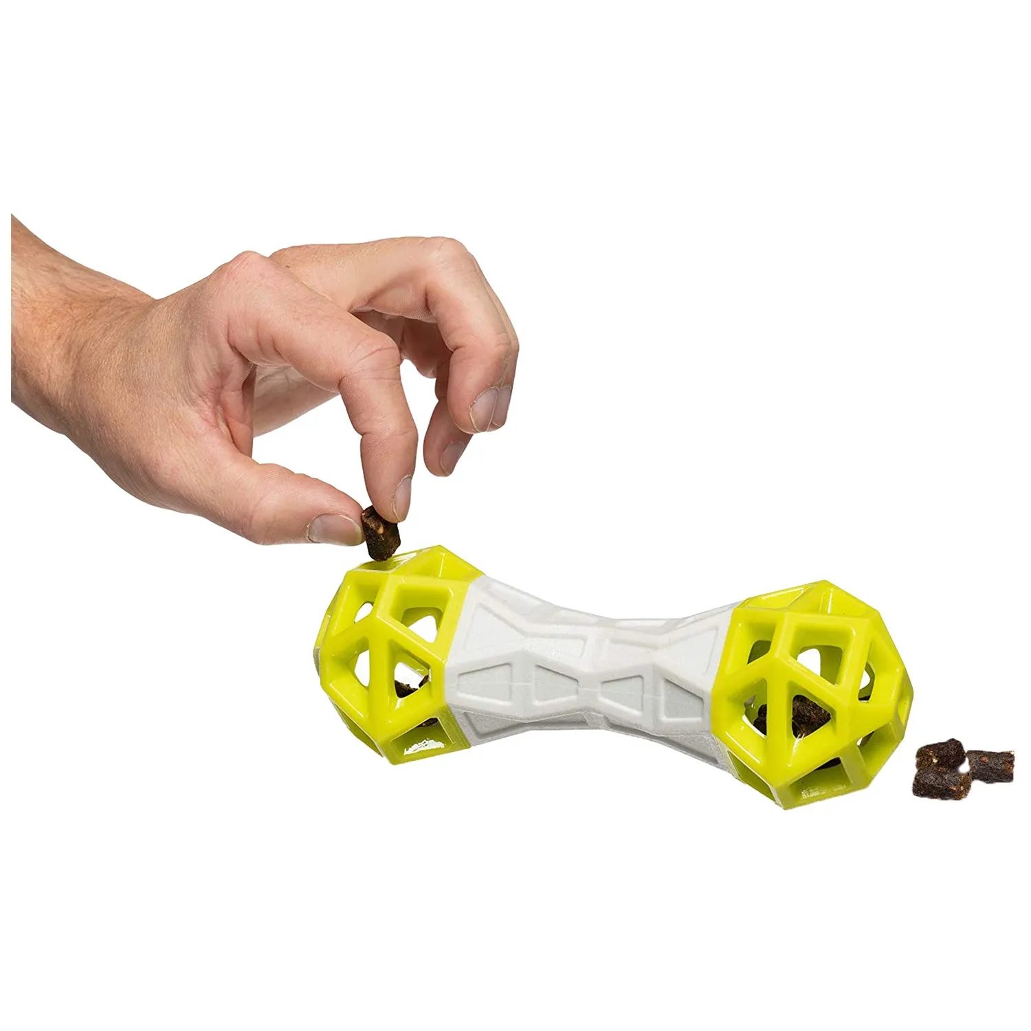 Totally Pooched Flex n' Squeak Rubber Dog Toy (7-inch long, Grey & Green)