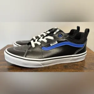 Vans Little/Big Boys Leather Filmore Black/Blue Sneakers NWT Various Sizes