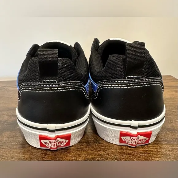 Vans Little/Big Boys Leather Filmore Black/Blue Sneakers NWT Various Sizes