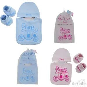 Velcro Bib, Hat & Bootee Set - Prince/Princess: HBB260
