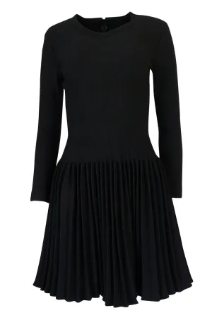Vintage Azzedine Alaia Stretch Bandage Knit & Pleated Skirt Dress