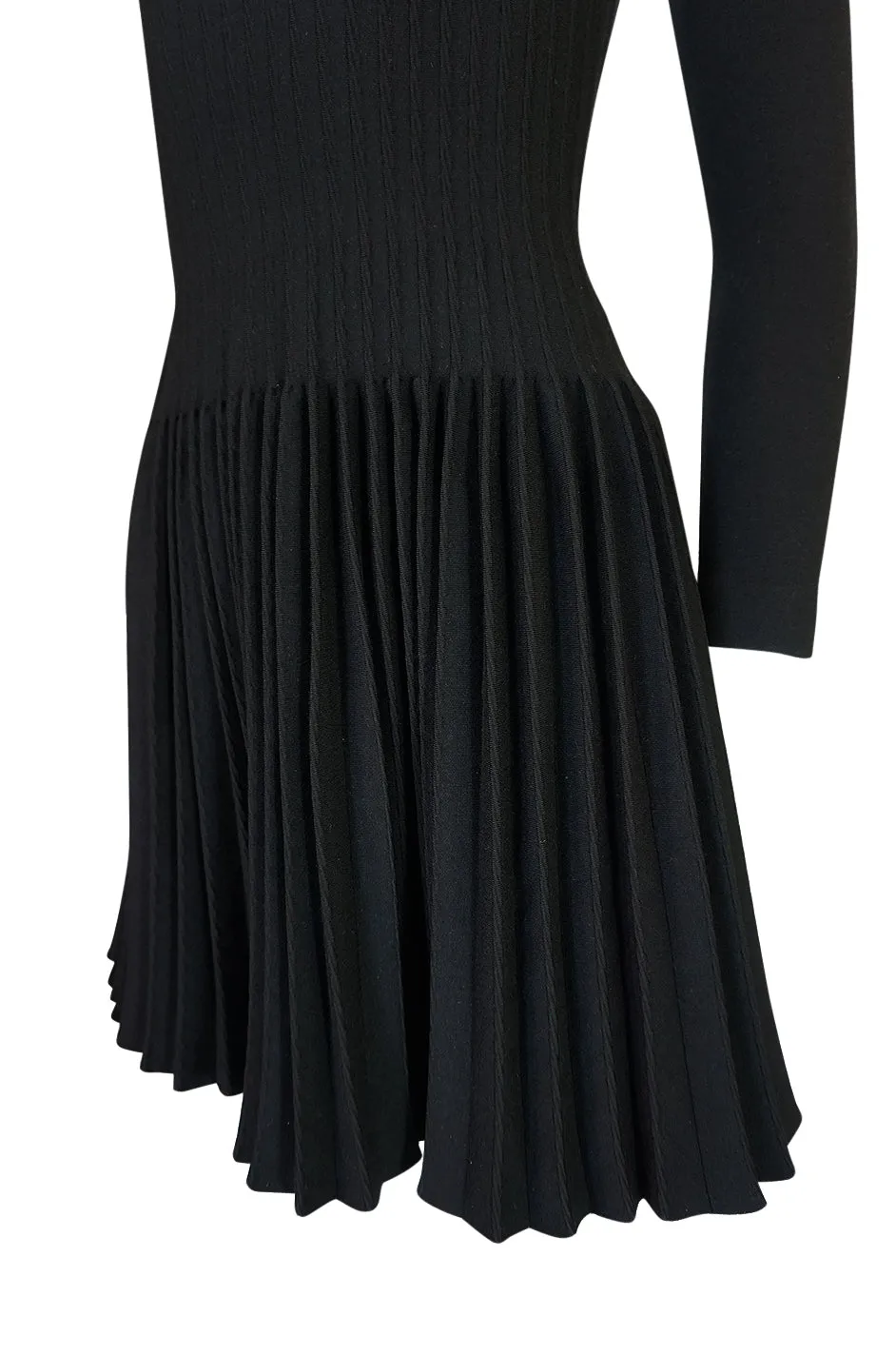 Vintage Azzedine Alaia Stretch Bandage Knit & Pleated Skirt Dress