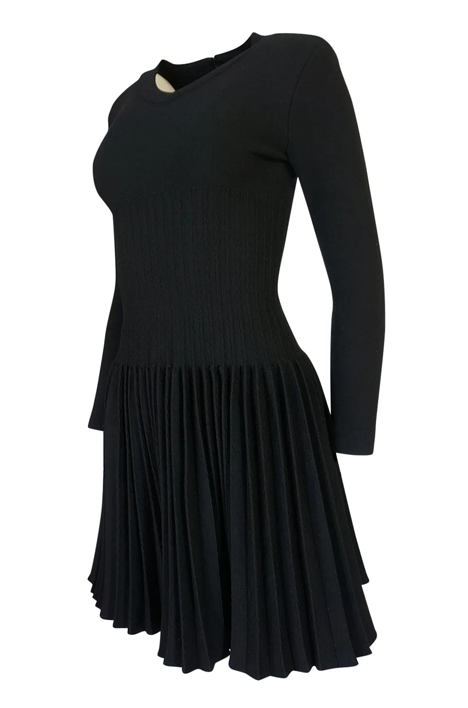 Vintage Azzedine Alaia Stretch Bandage Knit & Pleated Skirt Dress