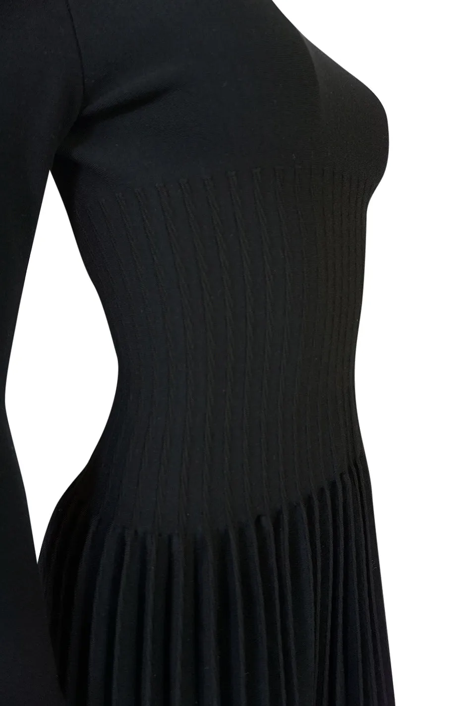 Vintage Azzedine Alaia Stretch Bandage Knit & Pleated Skirt Dress