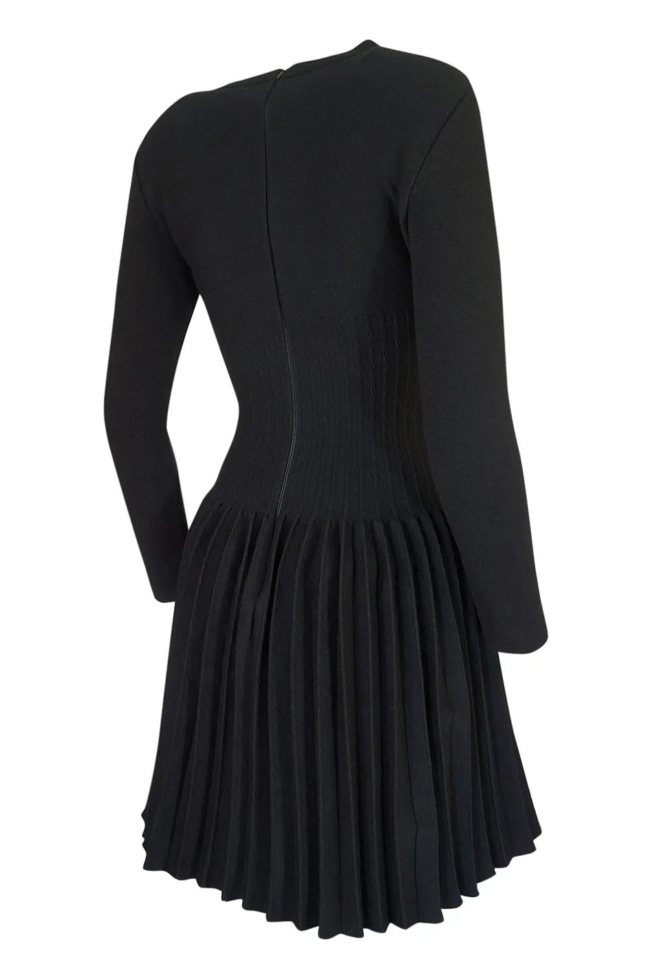 Vintage Azzedine Alaia Stretch Bandage Knit & Pleated Skirt Dress