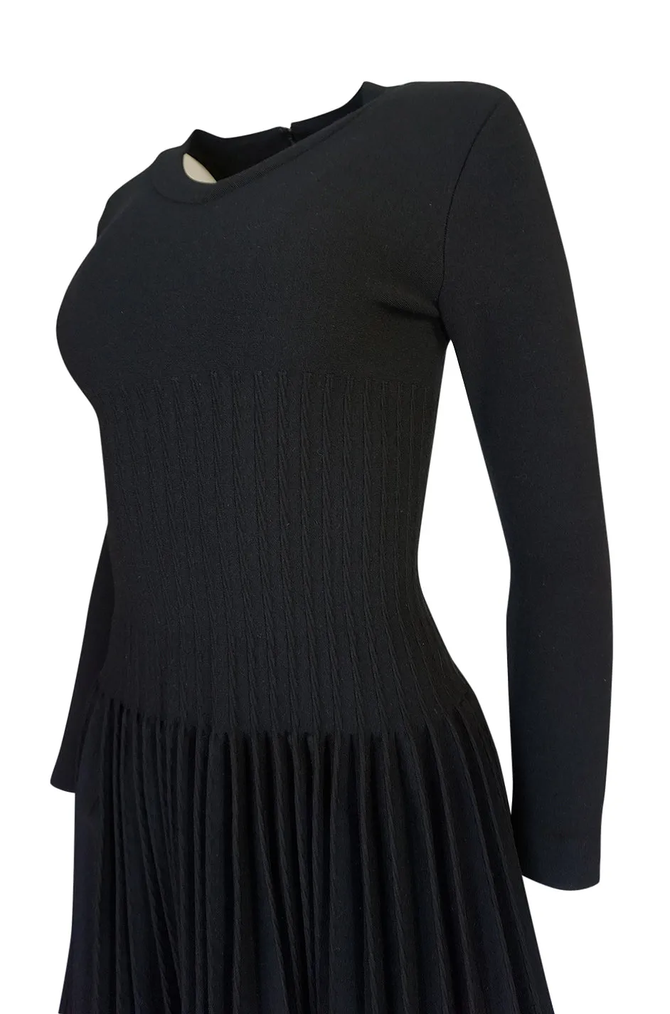 Vintage Azzedine Alaia Stretch Bandage Knit & Pleated Skirt Dress