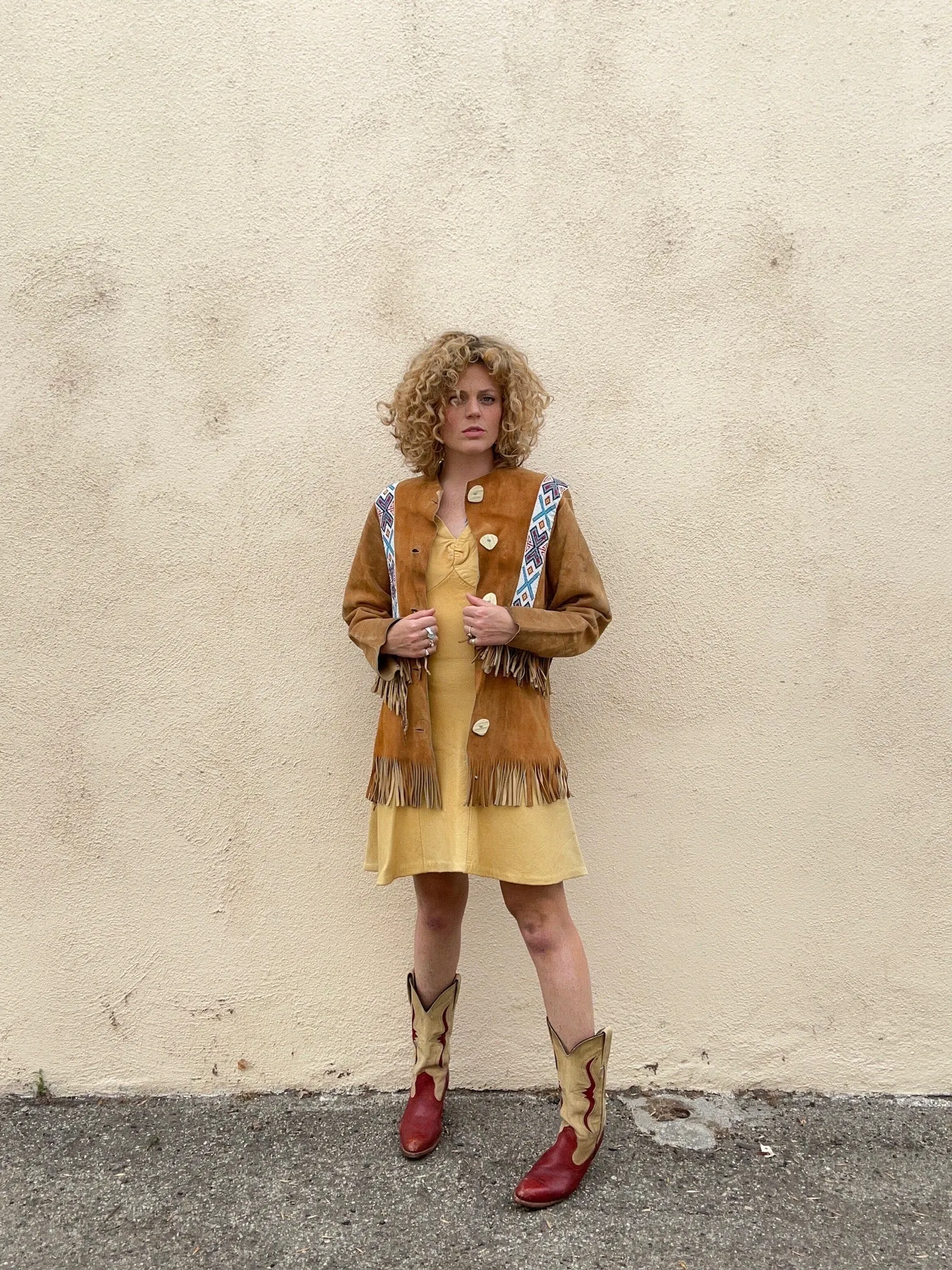 Vintage Suede Fringe Jacket with Beadwork