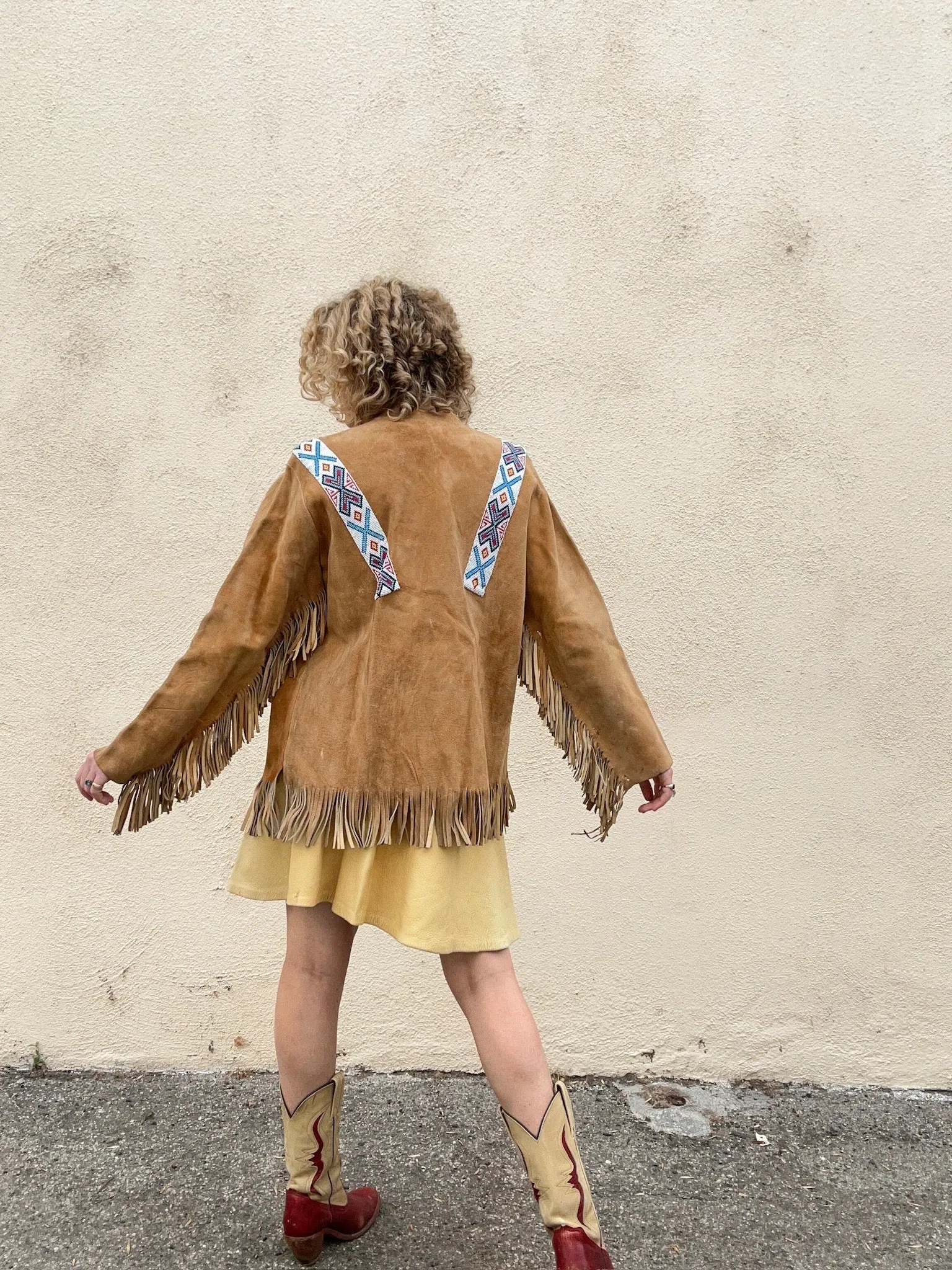 Vintage Suede Fringe Jacket with Beadwork