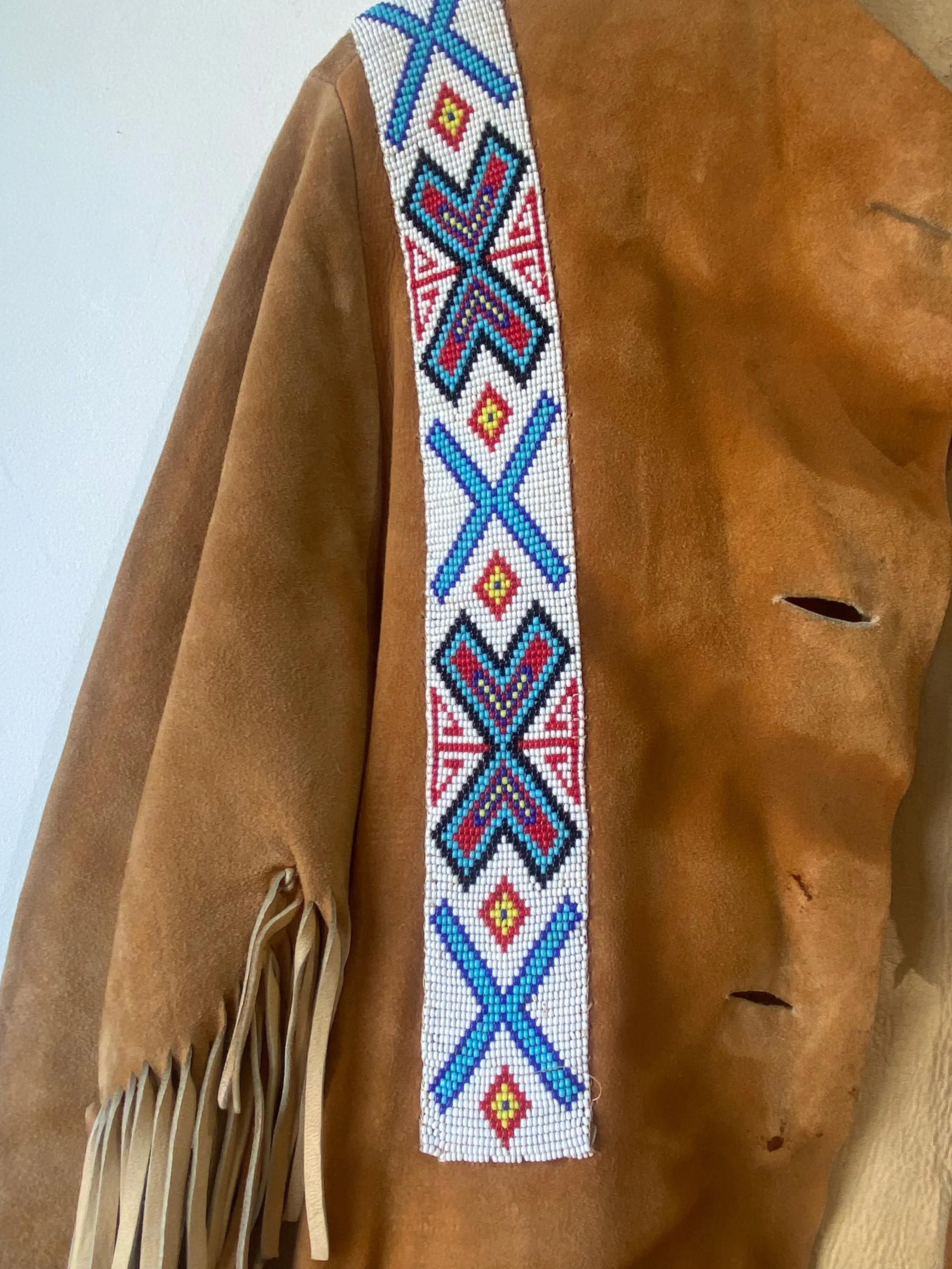 Vintage Suede Fringe Jacket with Beadwork