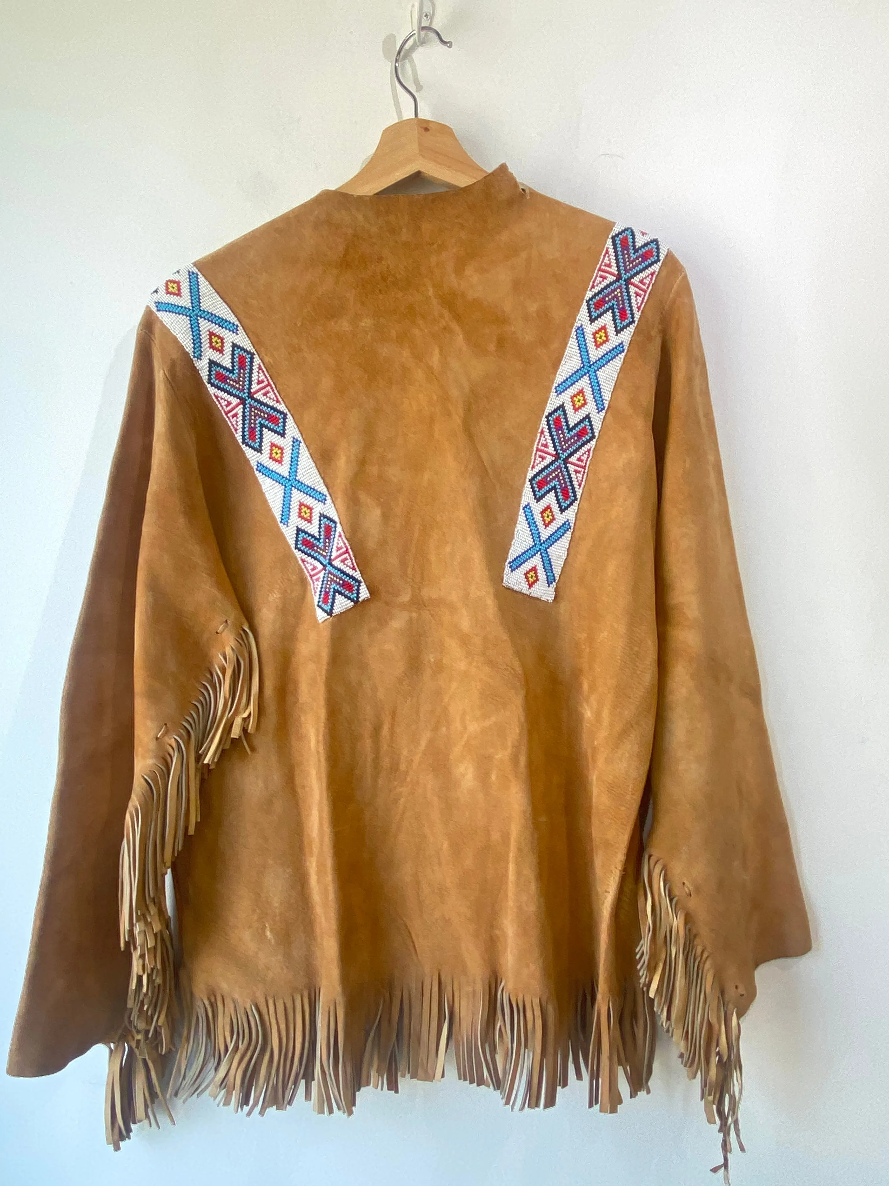 Vintage Suede Fringe Jacket with Beadwork