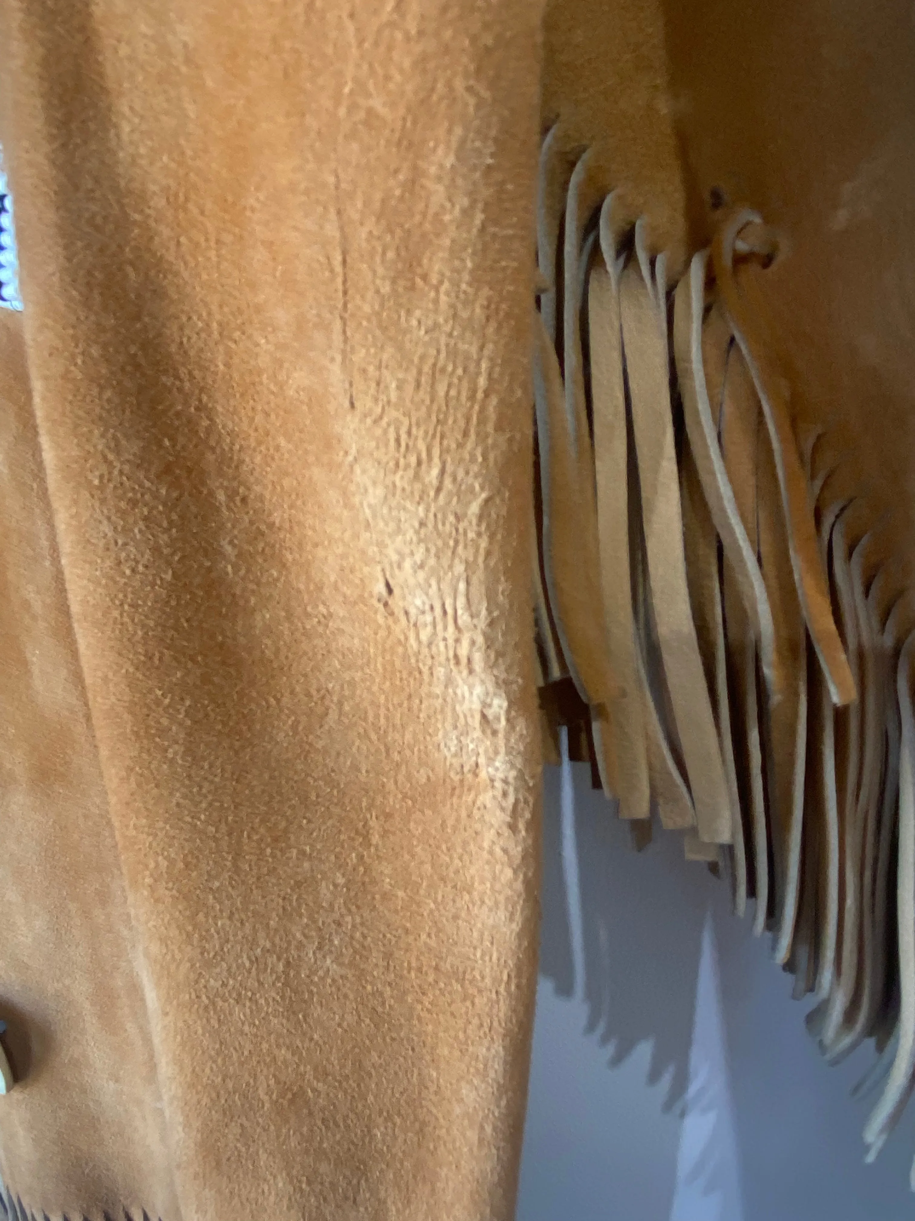 Vintage Suede Fringe Jacket with Beadwork