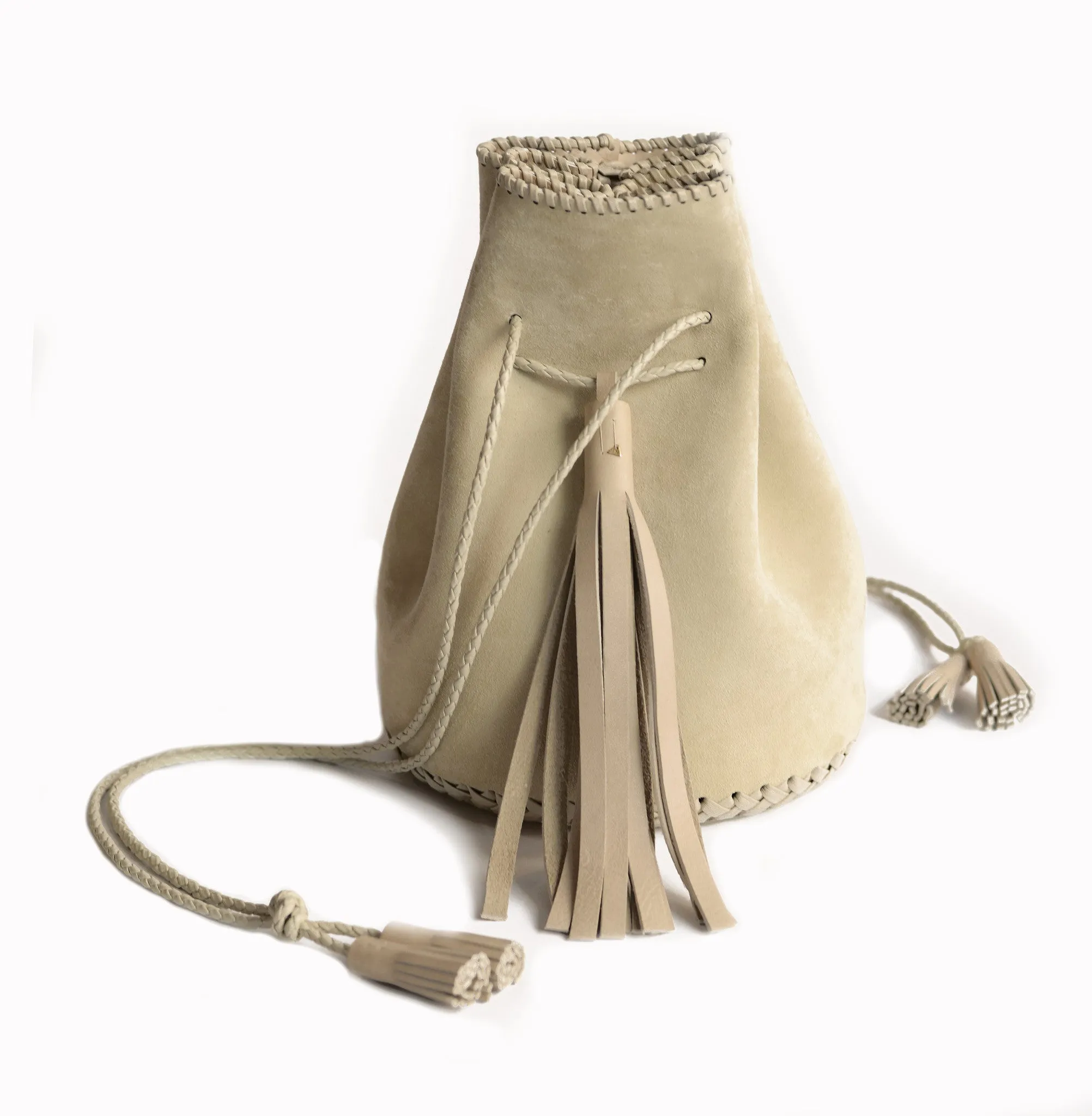 Whipstitch Suede Bullet Bag