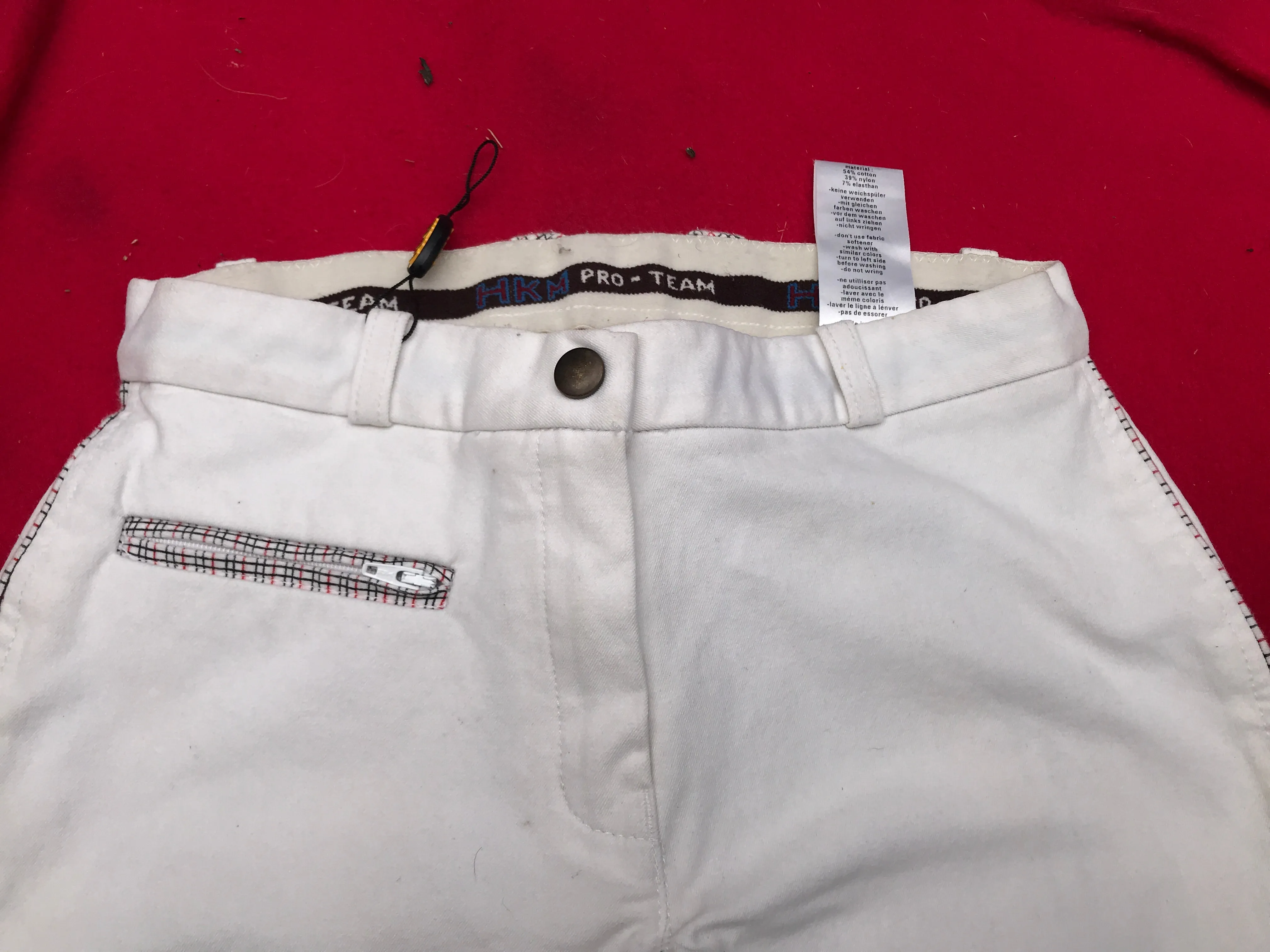 white hkm breeches with velcro size 8/10 FREE POSTAGE