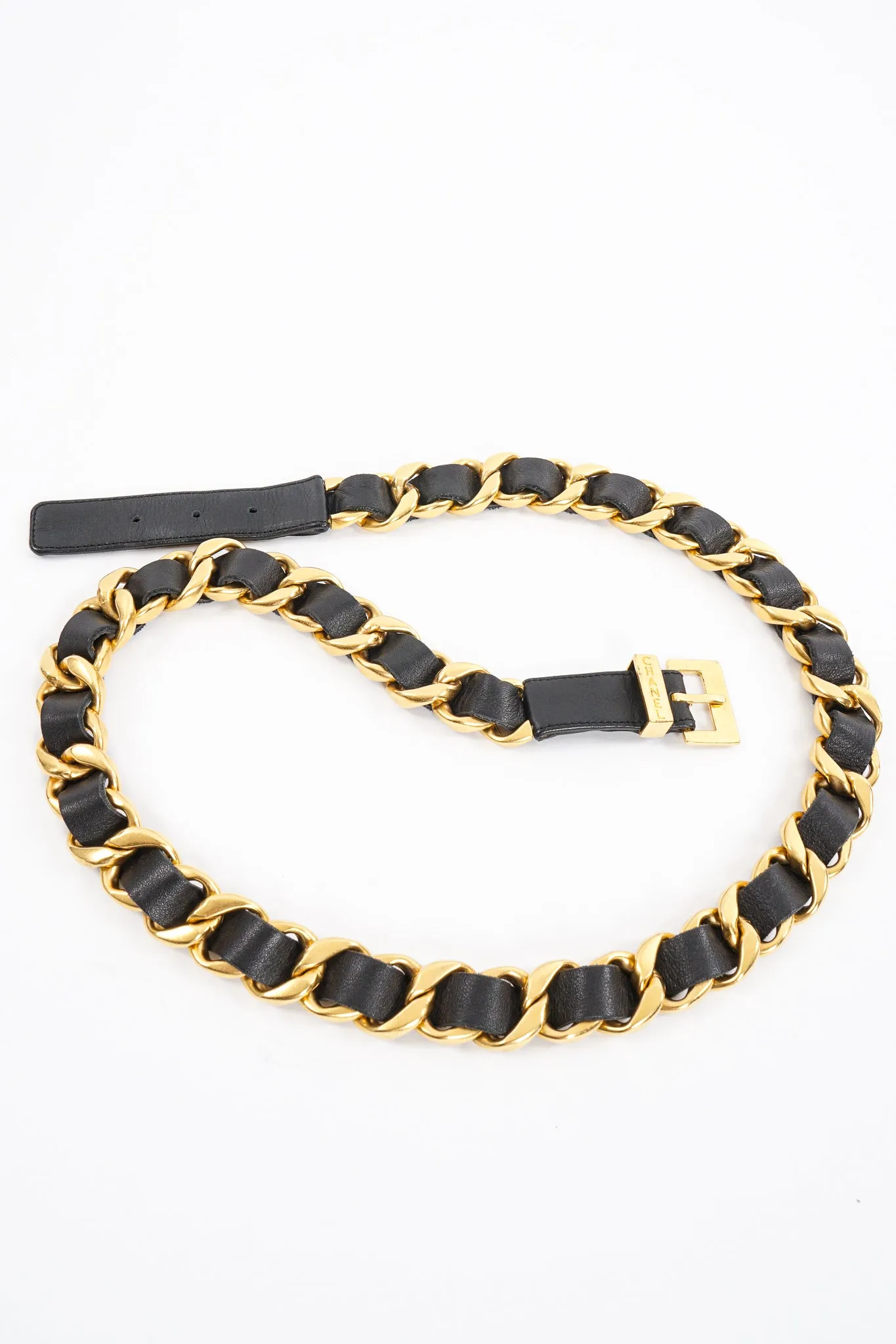 Woven Leather Chain Belt
