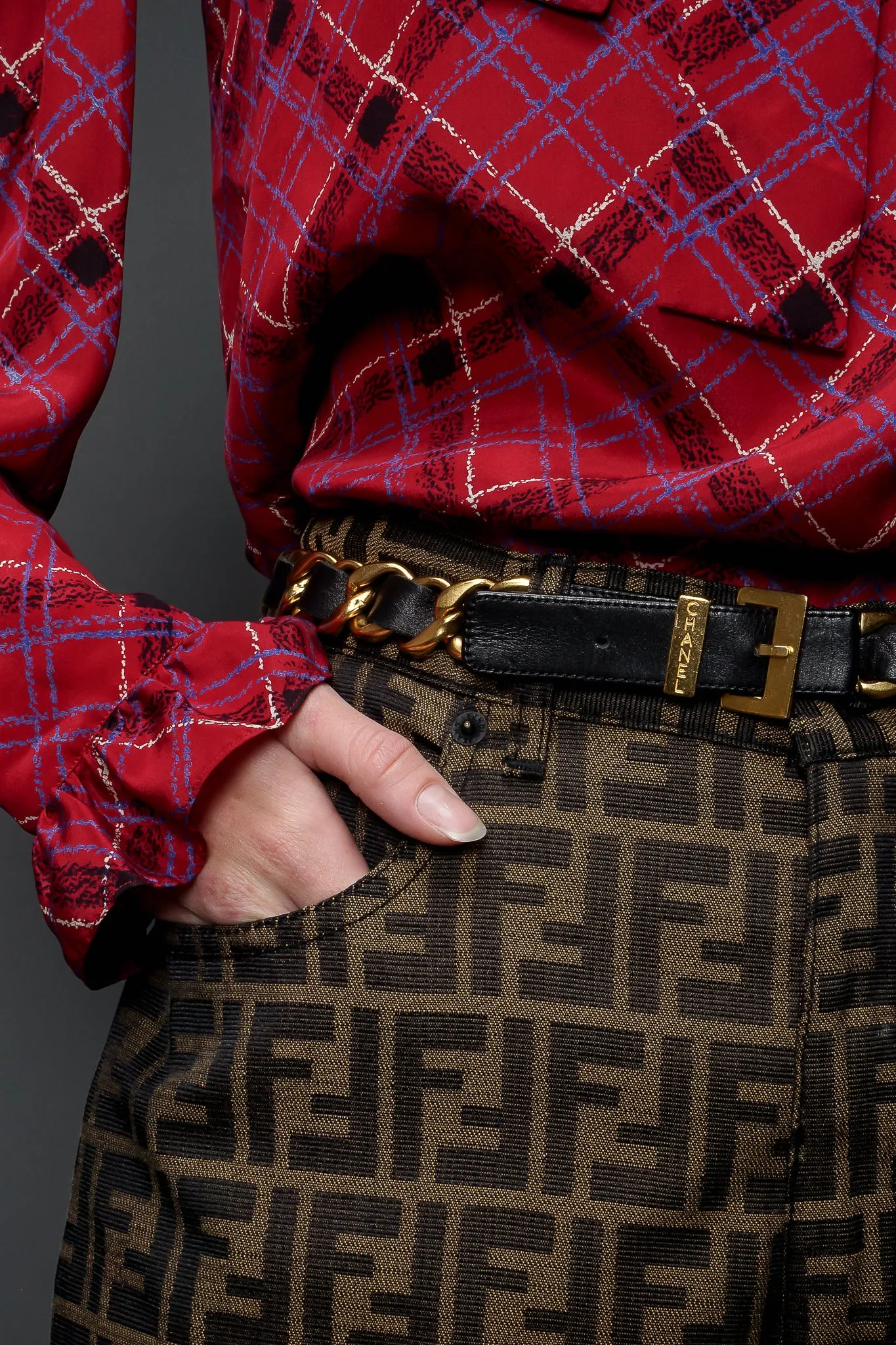Woven Leather Chain Belt