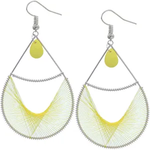 Yellow Bead Woven Teardrop Earrings